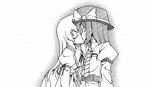  akakage_red greyscale kiss maribel_hearn monochrome multiple_girls touhou usami_renko yuri 