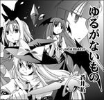  alice_margatroid bat_wings greyscale hairband hat head_wings kirisame_marisa koakuma monochrome multiple_girls patchouli_knowledge touhou wings witch_hat yuuki_eishi 