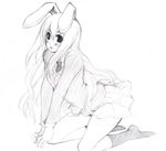  animal_ears bunny_ears greyscale monochrome oohira_sunset reisen_udongein_inaba solo touhou 