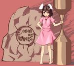  :p barefoot black_hair hammer inaba_tewi ket-c red_eyes solo tongue tongue_out touhou 