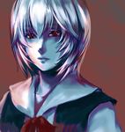  ayanami_rei blue_hair neon_genesis_evangelion pale_skin red_eyes school_uniform short_hair solo tamachi_kuwa 