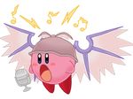  beamed_eighth_notes blush_stickers copy_ability crossover eighth_note kirby kirby_(series) lightning_bolt microphone music musical_note mystia_lorelei no_humans parody singing solo touhou 