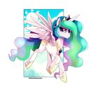  alpha_channel crown cutie_mark equine female feral friendship_is_magic hair horn horse kohtek long_hair looking_at_viewer mammal multi-colored_hair my_little_pony plain_background pony princess_celestia_(mlp) solo transparent_background winged_unicorn wings 