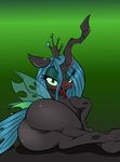 blush butt changeling female feral friendship_is_magic horn looking_at_viewer my_little_pony presenting pussy queen_chrysalis_(mlp) sweat wings zev 