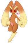  &hearts; &lt;3 balls black_sclera erection lagomorph lopunny male mammal nintendo nude penis plain_background plain_bakcground pok&#233;mon pok&eacute;mon rabbit red_eyes skillet_d smile solo video_games white_background 