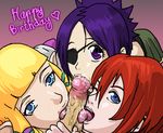  3girls blonde_hair blue_eyes chrome_dokuro crossover fellatio gradient gradient_background kairi katekyo_hitman_reborn katekyo_hitman_reborn! kingdom_hearts legend_of_zelda mosbles multiple_girls oral penis precum princess_zelda purple_eyes red_hair skyward_sword the_legend_of_zelda the_legend_of_zelda:_skyward_sword uncensored 