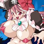 1girl :d areola_slip areolae breasts captain_liliana huge_breasts looking_at_viewer open_mouth pasties pink_eyes pink_hair pink_nails pirate pirate_hat queen&#039;s_blade queen's_blade queen's_blade_rebellion smile starfish starfish_on_breast yaochou 