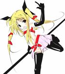  blonde_hair boshinote fate_testarossa long_hair lowres lyrical_nanoha mahou_shoujo_lyrical_nanoha solo thighhighs topless 