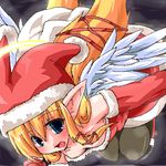  christmas christmas_elf copyright_request elf halo hat kanijiru lowres oekaki pointy_ears santa_costume solo wings 