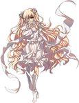  blonde_hair boots cota dress flower flower_eyepatch frills full_body kirakishou knee_boots long_hair long_sleeves looking_at_viewer lowres rose rozen_maiden shawl simple_background solo very_long_hair wavy_hair white_background white_dress white_footwear yellow_eyes 