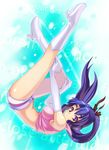  asakura_ryouko blue_hair boots elbow_gloves gloves long_hair midriff oryou ponytail purple_eyes short_shorts shorts solo sos_galactic_patrol suzumiya_haruhi_no_yuuutsu 