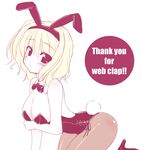  alice_margatroid animal_ears blonde_hair breasts bunny_ears bunnysuit cleavage large_breasts pantyhose short_hair solo touhou touya_(the-moon) webclap 