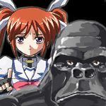  artist_request beast_wars crossover gorilla lowres lyrical_nanoha magical_girl mahou_shoujo_lyrical_nanoha maximal oekaki optimus_primal takamachi_nanoha transformers what 