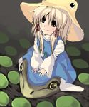  frog hat ken_(coffee_michikusa) moriya_suwako oekaki pantyhose riding solo touhou 