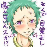  blush eureka eureka_seven eureka_seven_(series) mosha short_hair solo translation_request 