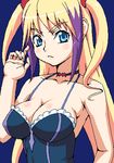  blonde_hair blue_eyes breasts dragonaut jacqueline_baumgold kasanui large_breasts lowres multicolored_hair oekaki solo twintails two-tone_hair 