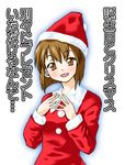  bangs christmas hagiwara_yukiho idolmaster idolmaster_(classic) idolmaster_1 lowres miyabe_makoto santa_costume solo 