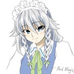  braid izayoi_sakuya lowres short_hair silver_hair solo tajima_yuuki touhou twin_braids 