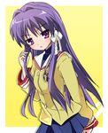  clannad fujibayashi_kyou hikarizaka_private_high_school_uniform ixy long_hair ribbon school_uniform serafuku solo 