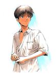  artist_request ikari_shinji male_focus neon_genesis_evangelion open_clothes open_shirt shirt solo 