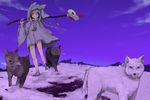  animal bandages copyright_request dusk enchi no_shoes shaman snow solo walking wolf wolf_priest 