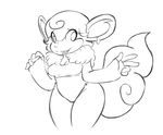  bottomless clothed clothing ear_piercing female half-dressed line_art mammal monkey nintendo piercing pok&#233;mon pokemon primate simisear solo video_games zinnthos 