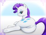  2012 anus blue_eyes butt cutie_mark equine eyeshadow female feral friendship_is_magic fur hair horn long_hair looking_at_viewer looking_back makeup mammal my_little_pony presenting purple_hair pussy randomdouche rarity rarity_(mlp) solo unicorn white_fur 