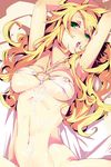  :&lt; armpits arms_up bad_id bad_pixiv_id bed_sheet blonde_hair blush breasts breasts_apart covered_nipples cum cum_on_body cum_on_breasts cum_on_hair cum_on_stomach cum_on_upper_body facial green_eyes hoshii_miki idolmaster idolmaster_(classic) jpeg_artifacts long_hair lying medium_breasts mery-chan navel nipples o-ring o-ring_top on_back open_mouth solo 