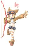  animal_hat blonde_hair bow_(weapon) cat_hat collar disgaea envelope gloves hat makai_senki_disgaea_2 paws sazaki_ichiri shorts solo striped striped_legwear thief_(disgaea) thighhighs weapon 