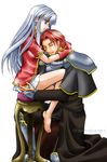  1girl artist_request barefoot eirika fire_emblem fire_emblem:_seima_no_kouseki hug legs lowres seth_(fire_emblem) skirt 