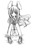  animal_ears bunny_ears greyscale long_hair miwa_maku monochrome reisen_udongein_inaba solo touhou 