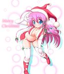  breasts christmas cleavage copyright_request hat jester_cap large_breasts matatabi_(2ccp) santa_costume solo thighhighs 