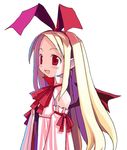  blonde_hair detached_sleeves disgaea flat_chest flonne flonne_(fallen_angel) harada_takehito long_hair makai_senki_disgaea official_art red_eyes red_hair ribbon solo 