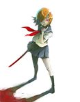  blood higurashi_no_naku_koro_ni orange_hair red_eyes ryuuguu_rena school_uniform solo sword weapon weno 