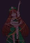  =_= animated animated_gif arm_up catbell china_dress chinese_clothes christmas christmas_lights christmas_tree_costume dress hat hong_meiling long_hair red_hair solo standing standing_on_one_leg star touhou very_long_hair 