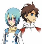  1girl aqua_hair blue_eyes brown_hair buttons collar collarbone double-breasted eureka eureka_seven eureka_seven_(series) long_sleeves looking_at_viewer pink_eyes raglan_sleeves renton_thurston shiono_etorouji short_hair simple_background smile white_background 