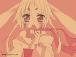  animal_ears bunny_ears copyright_request hinayuki_usa japanese_clothes kimono monochrome orange_(color) solo 