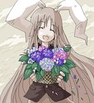  animal_ears bouquet bunny_ears flower inuinu_(project_october) oekaki reisen_udongein_inaba smile solo touhou 