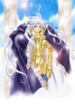  artist_request cloth column gemini_saga gold_armor gold_saint long_hair male_focus pillar robe saint_seiya solo 