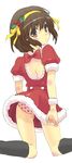  christmas medium_hair panties pantyshot santa_costume solo suzumiya_haruhi suzumiya_haruhi_no_yuuutsu tomako underwear 