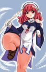  artist_request gloves la_pucelle pantyhose prier red_hair solo thighs wide_hips 