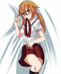  azuma_satori bamboo_blade glasses johnny_funamushi lying mouth_hold school_uniform solo 