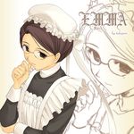  emma_(victorian_romance_emma) glasses hand_on_own_face maid maid_cap smile solo takepon victorian_maid victorian_romance_emma zoom_layer 