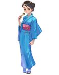  copyright_request food full_body japanese_clothes kimono sandals simple_background solo standing tabi takoyaki weno white_background 