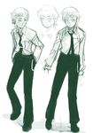  copyright_request glasses green male_focus monochrome necktie profile school_uniform weno 