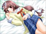  bed da_capo da_capo_i game_cg nanao_naru ribbon sagisawa_misaki school_uniform solo 