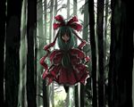  flying forest front_ponytail inuinu_(project_october) kagiyama_hina looking_at_viewer nature oekaki shaded_face solo touhou 