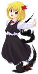  blonde_hair darkness hair_ribbon necktie outstretched_arms red_eyes ribbon rumia short_hair solo spread_arms touhou tsukinami_kousuke 