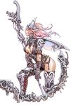 breasts copyright_request cyberpunk fantasy hips large_breasts pink_hair sideboob solo weapon wings yamashita_shun'ya 