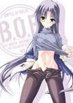  belt blush brown_eyes buckle clothes_lift idolmaster idolmaster_(classic) idolmaster_1 kisaragi_chihaya lifted_by_self long_hair looking_at_viewer midriff navel open_fly pants ribbed_sweater sakura_nitouhei silver_hair solo standing stomach sweater sweater_lift turtleneck unbuckled_belt 